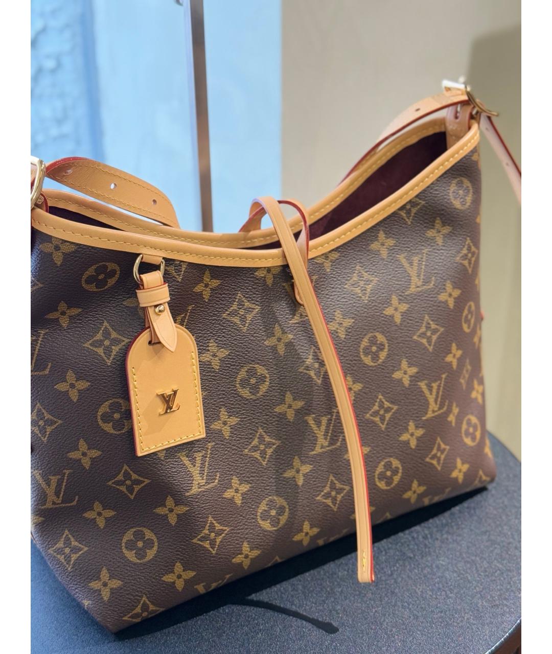 LOUIS VUITTON Коричневая кожаная сумка тоут, фото 5