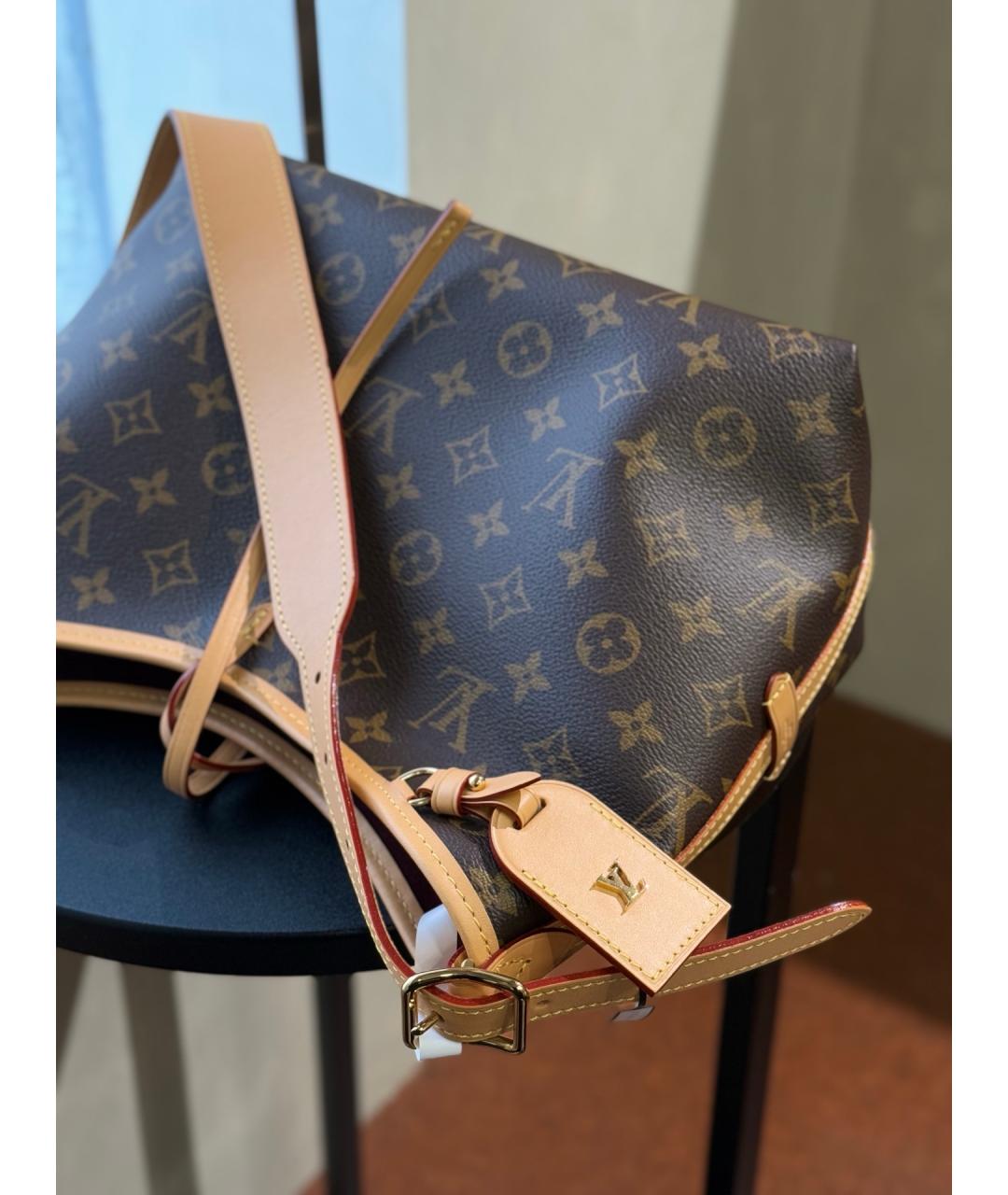 LOUIS VUITTON Коричневая кожаная сумка тоут, фото 8