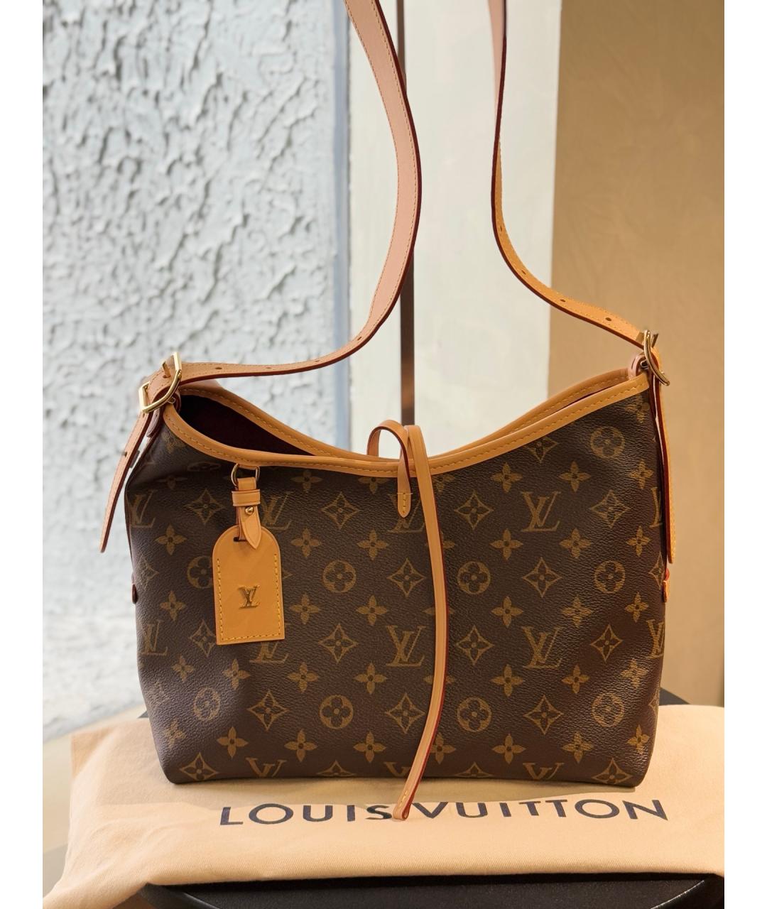 LOUIS VUITTON Коричневая кожаная сумка тоут, фото 9