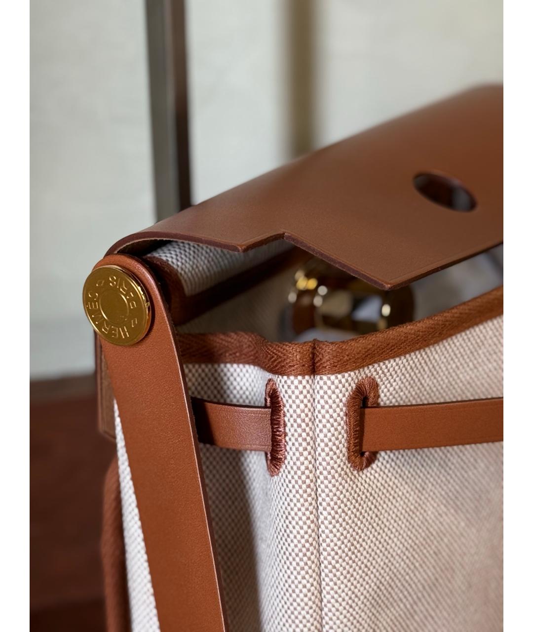 HERMES Коричневая тканевая сумка через плечо, фото 7