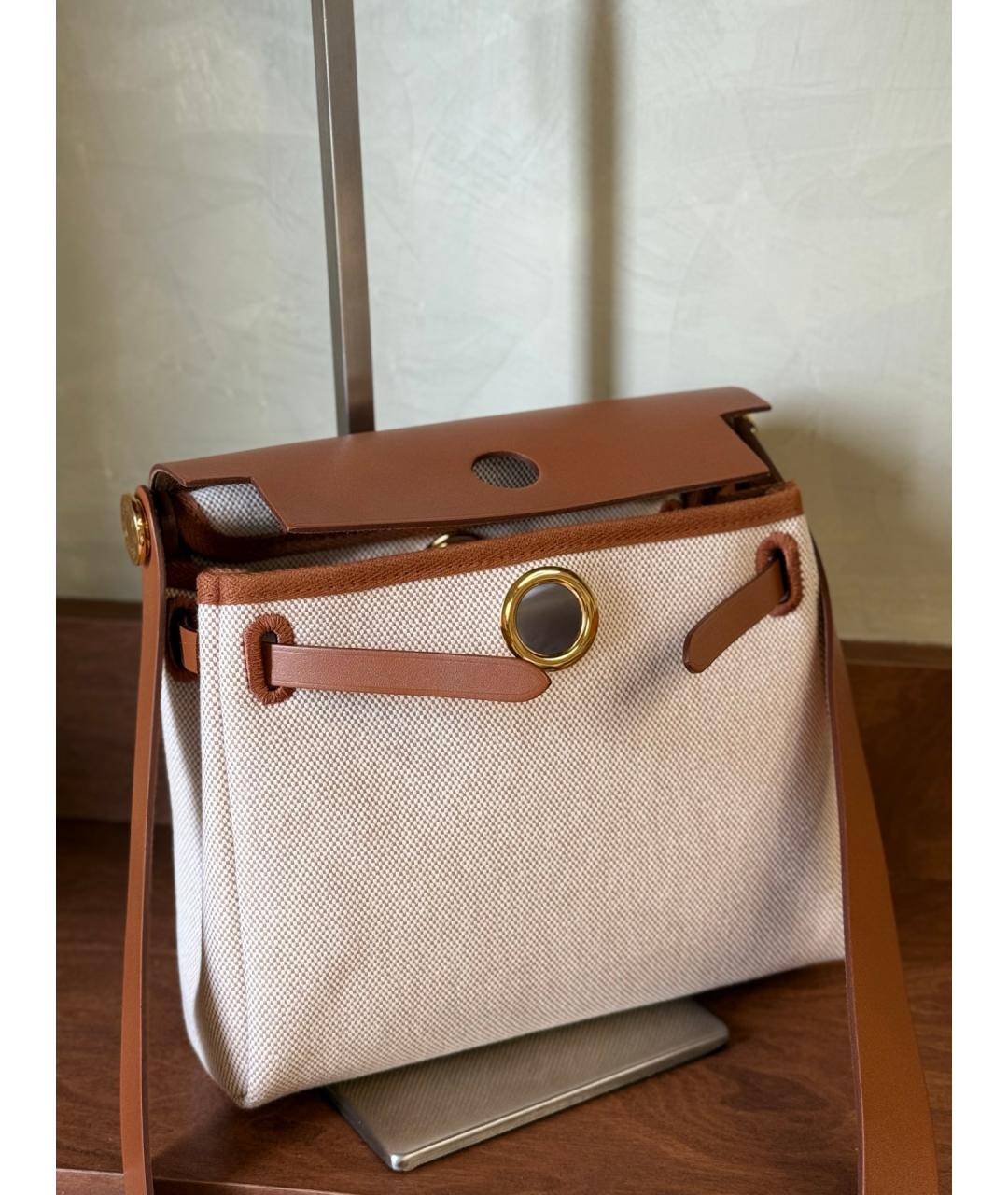 HERMES Коричневая тканевая сумка через плечо, фото 3