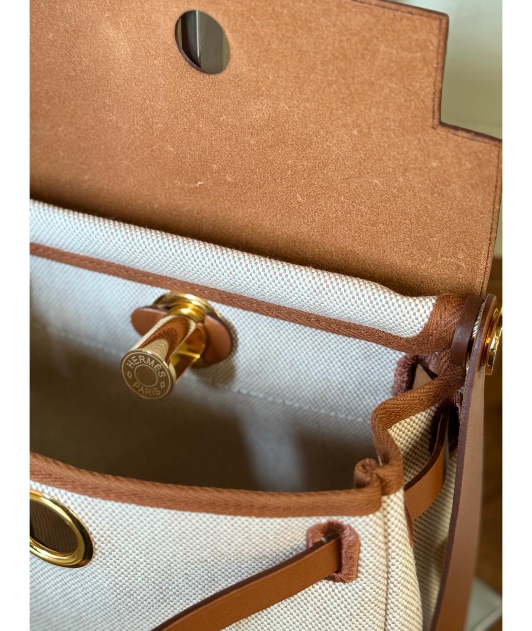HERMES Коричневая тканевая сумка через плечо, фото 8