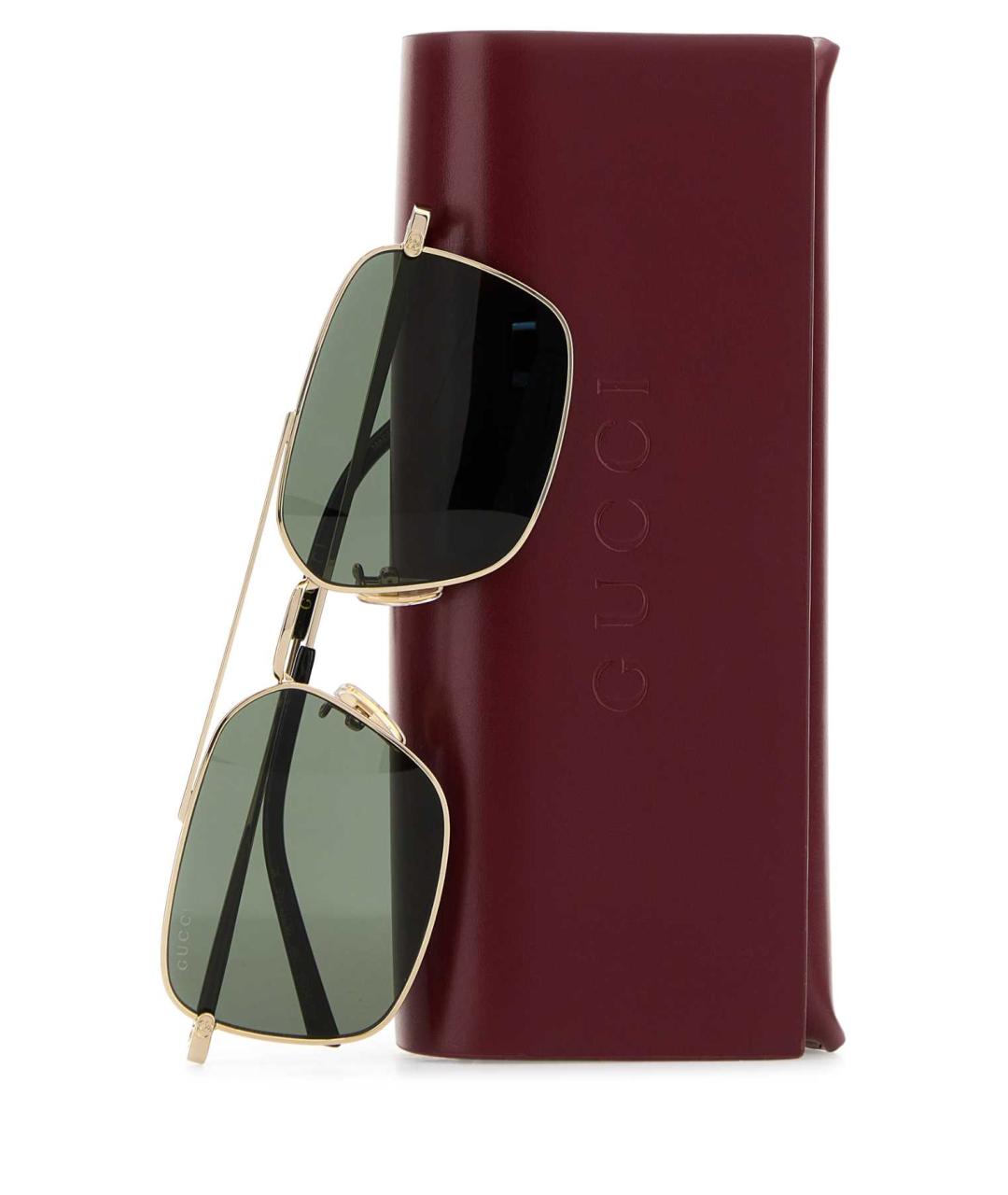 GUCCI Золотые металлические солнцезащитные очки, фото 3