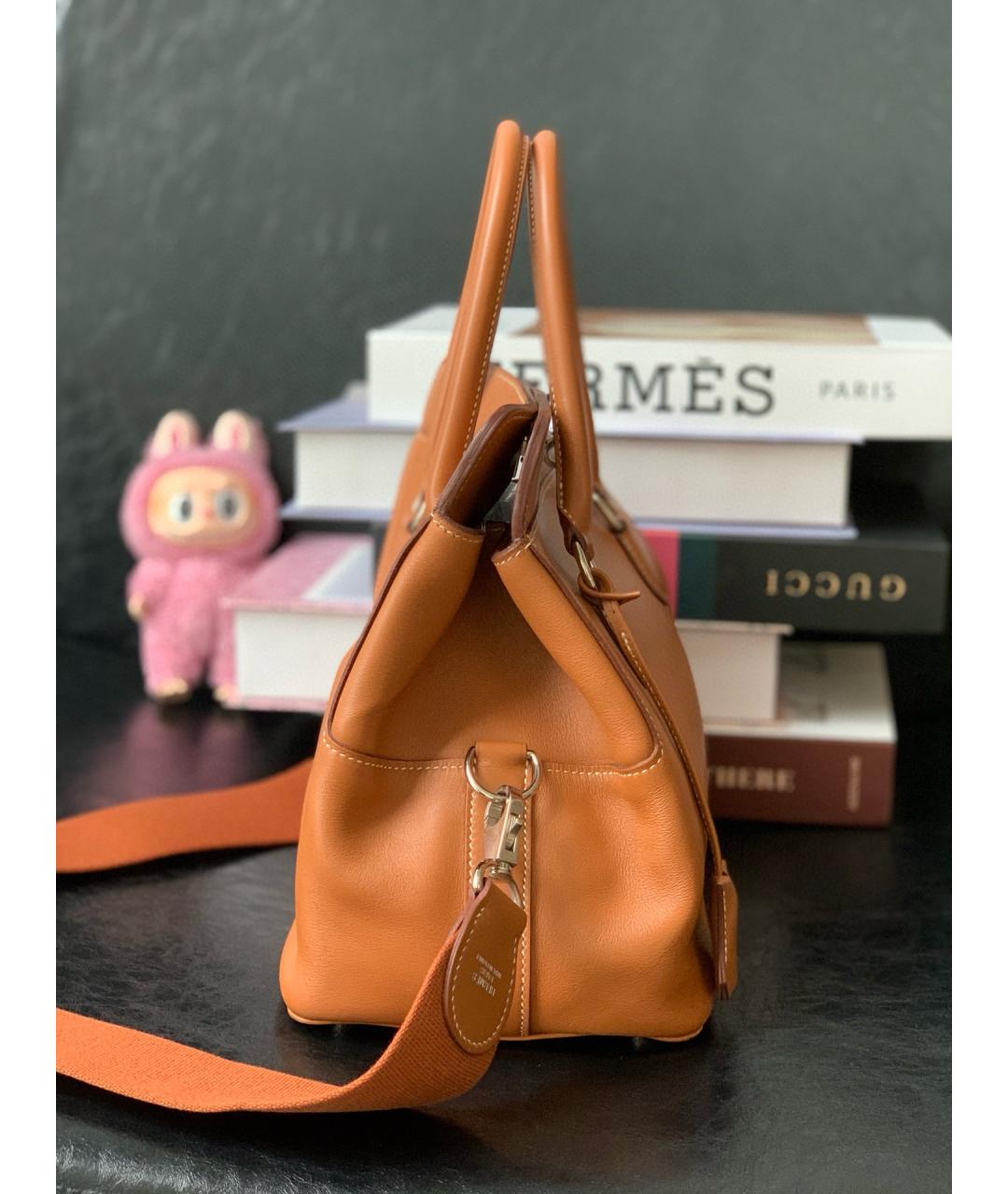 HERMES Коричневая кожаная сумка тоут, фото 4
