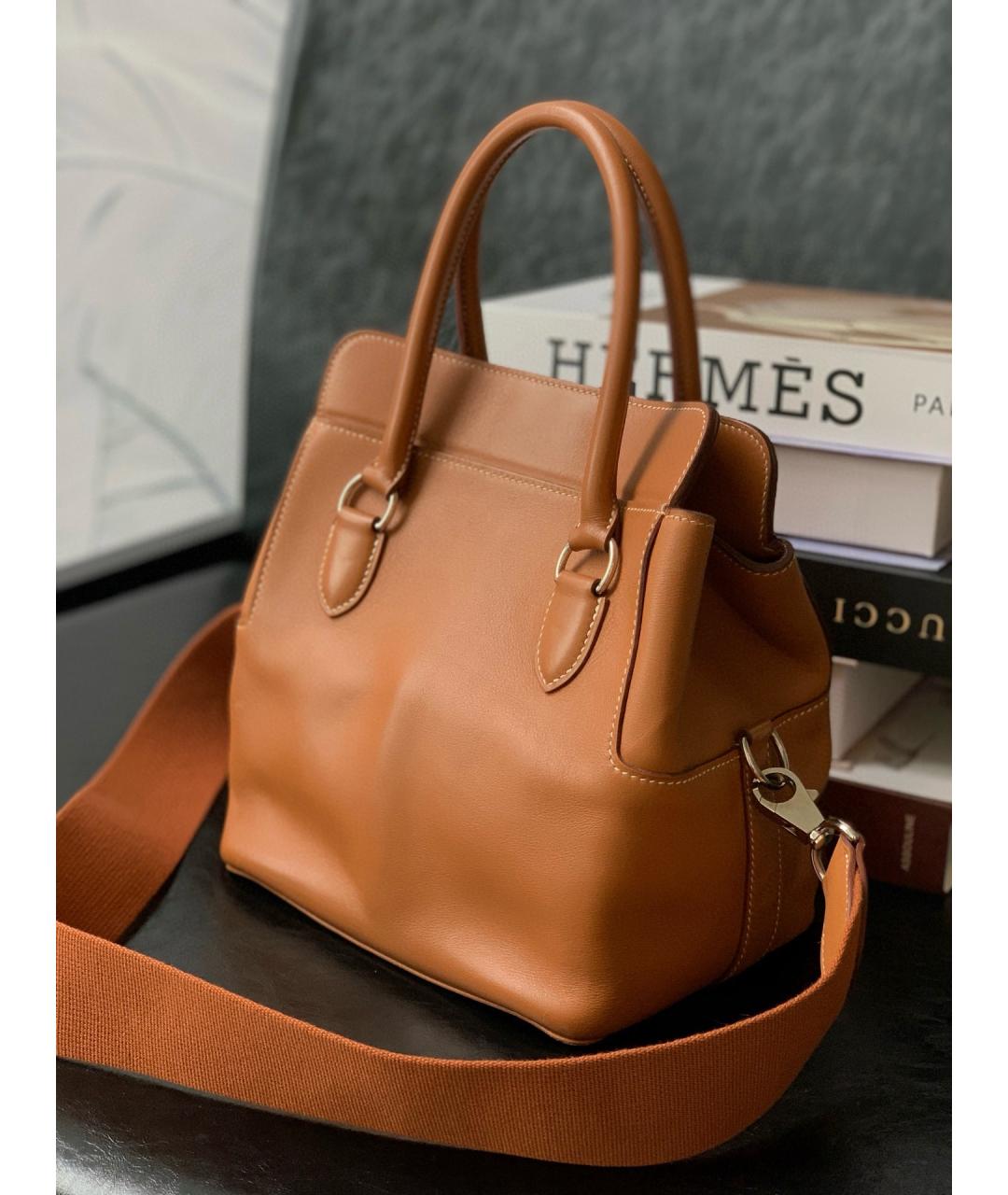 HERMES Коричневая кожаная сумка тоут, фото 2