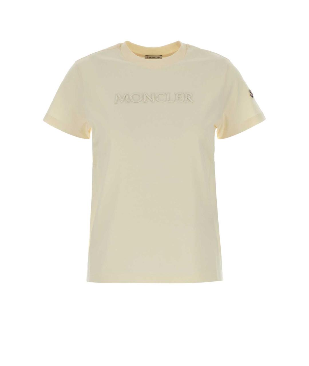 MONCLER Бежевая хлопковая футболка, фото 1