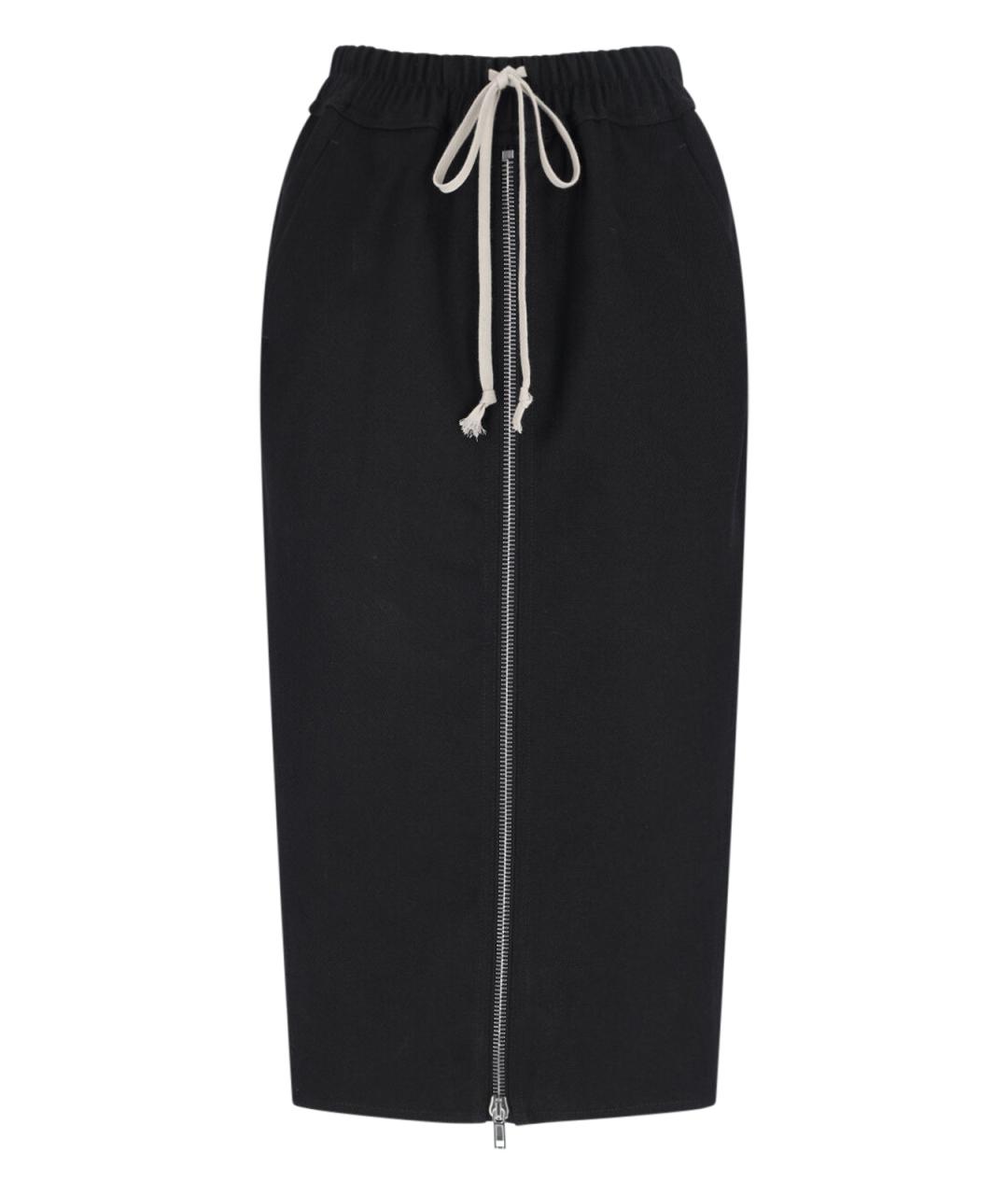 RICK OWENS Черная шерстяная юбка миди, фото 1