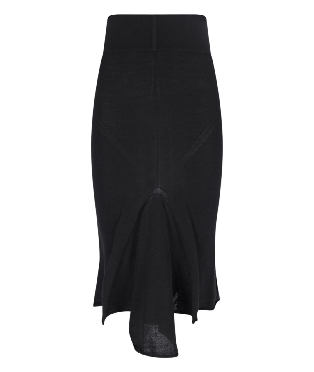 RICK OWENS Черная шерстяная юбка миди, фото 1