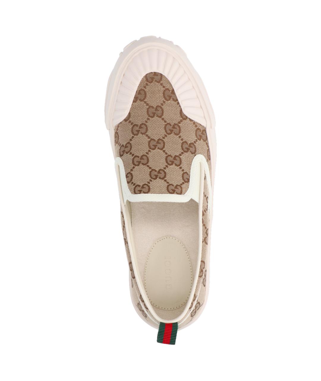 GUCCI Бежевые синтетические слипоны, фото 5