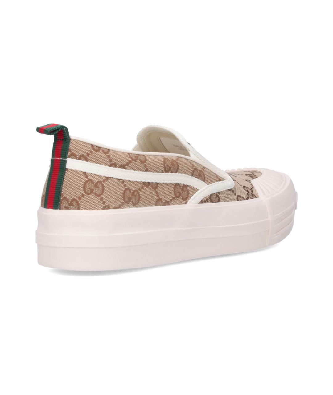 GUCCI Бежевые синтетические слипоны, фото 4