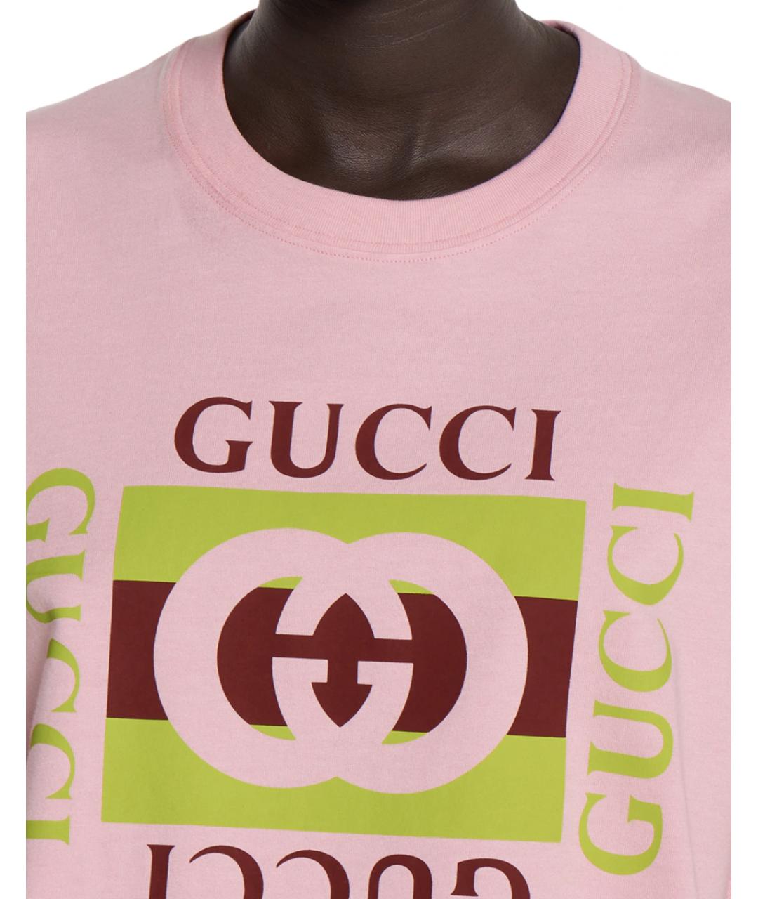 GUCCI Розовая хлопковая футболка, фото 2