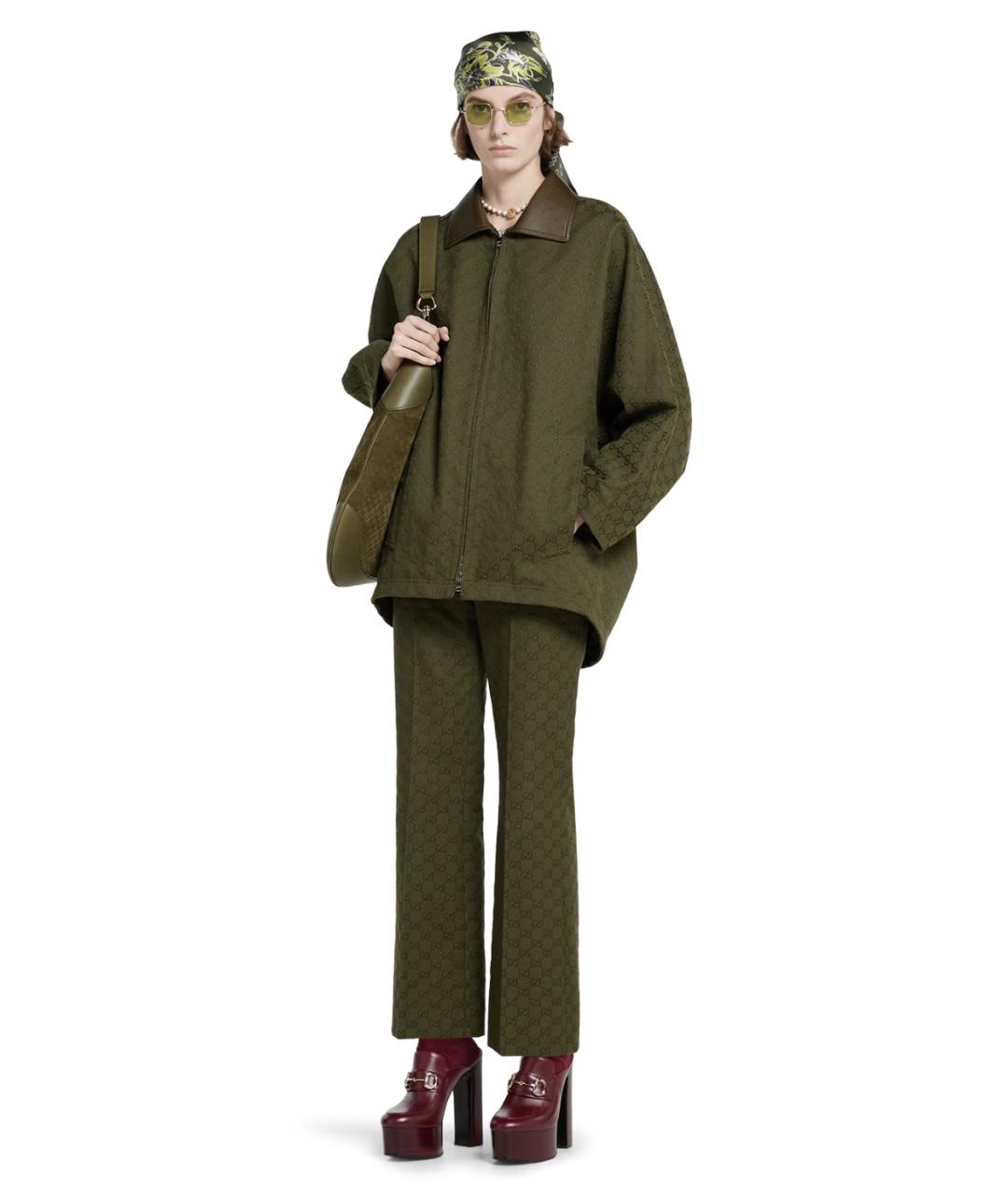 GUCCI Хаки прямые брюки, фото 4