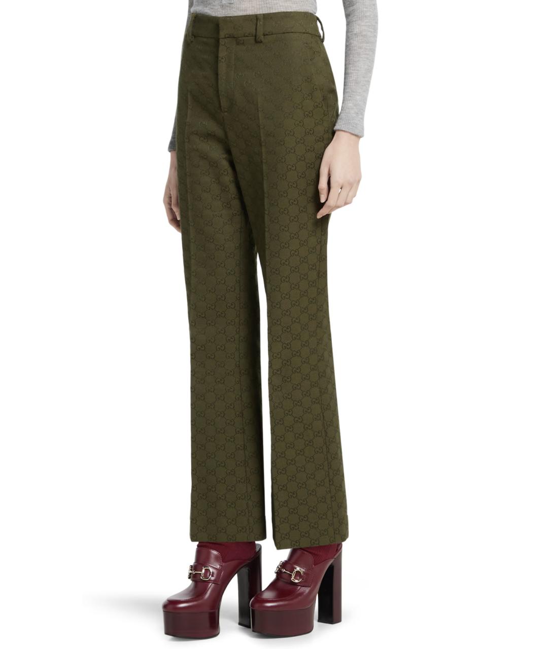GUCCI Хаки прямые брюки, фото 2