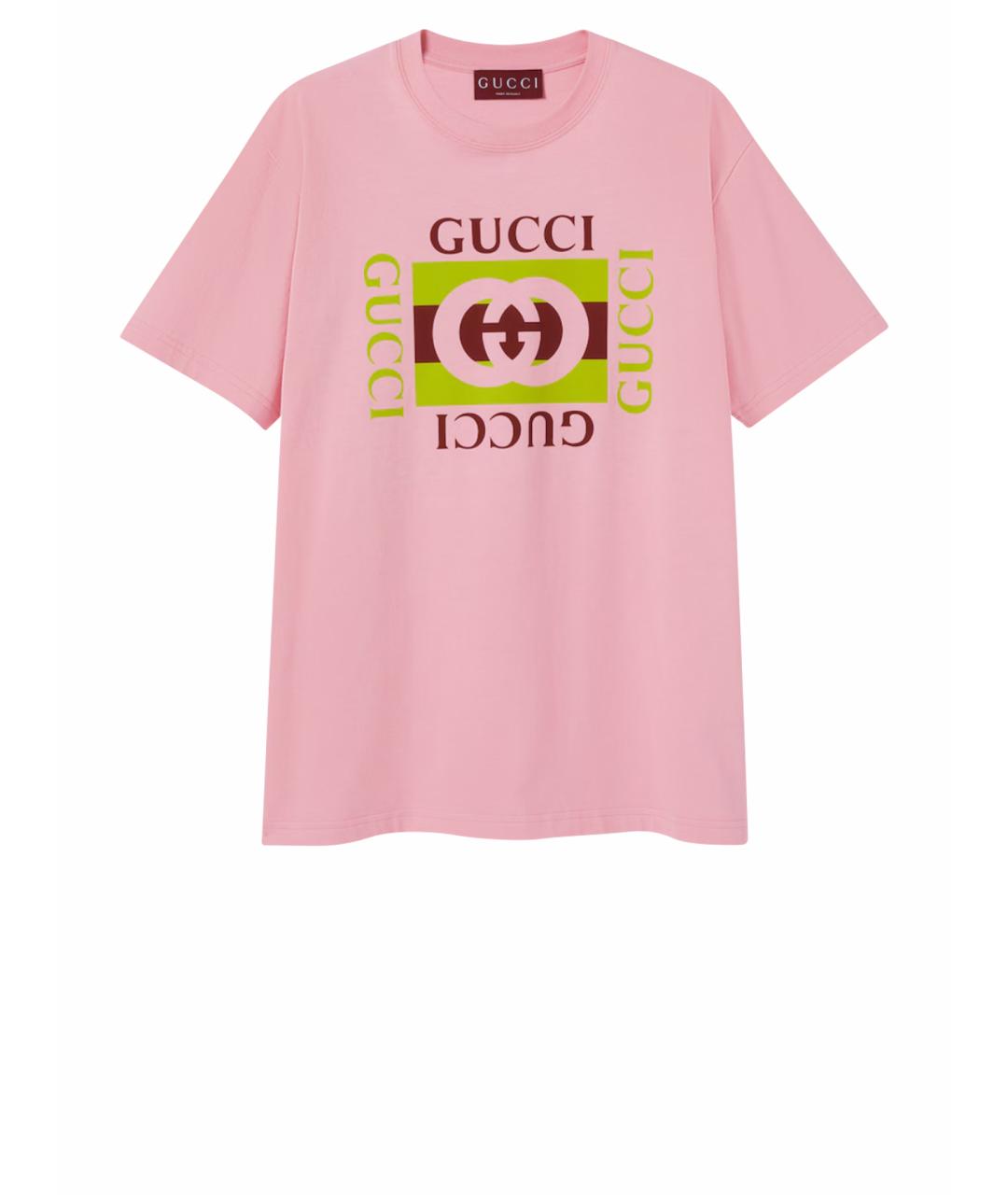 GUCCI Розовая хлопковая футболка, фото 1