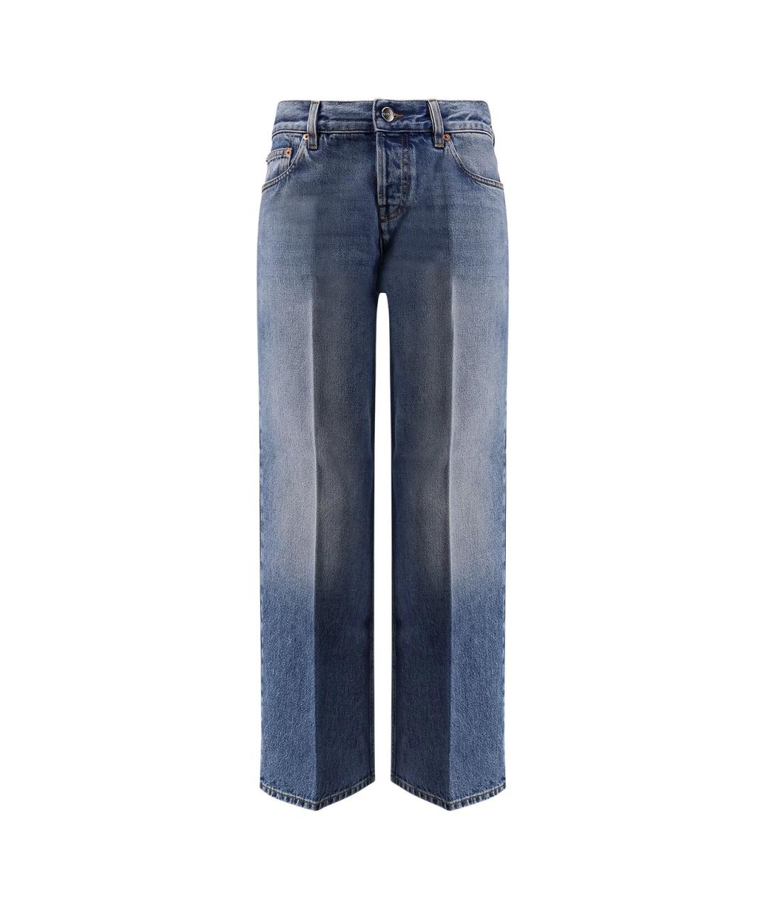 GUCCI Голубые хлопковые прямые джинсы, фото 1