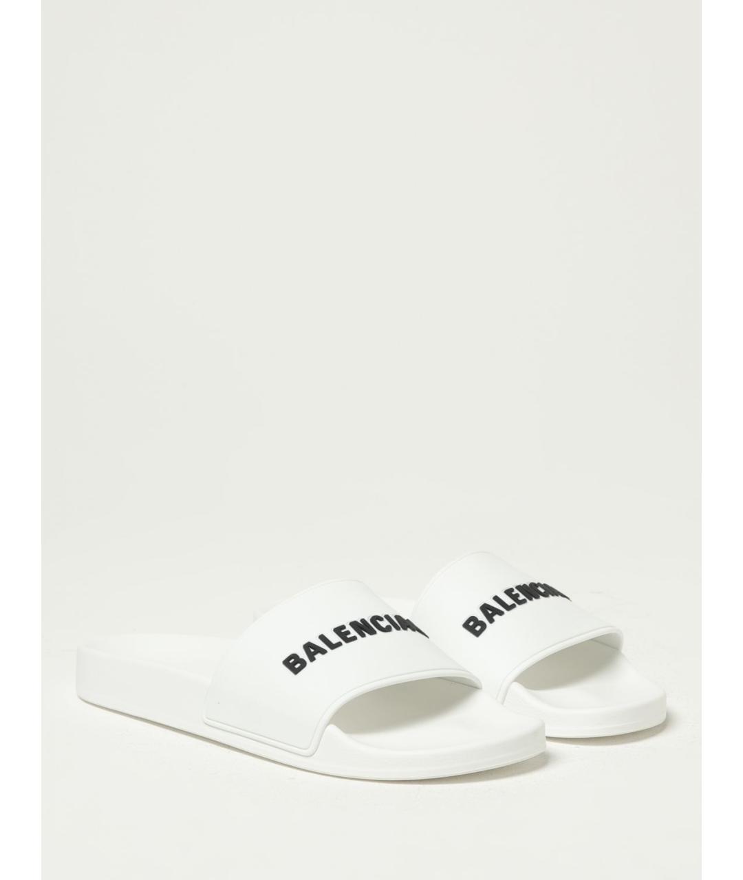 BALENCIAGA Белые резиновые шлепанцы, фото 2