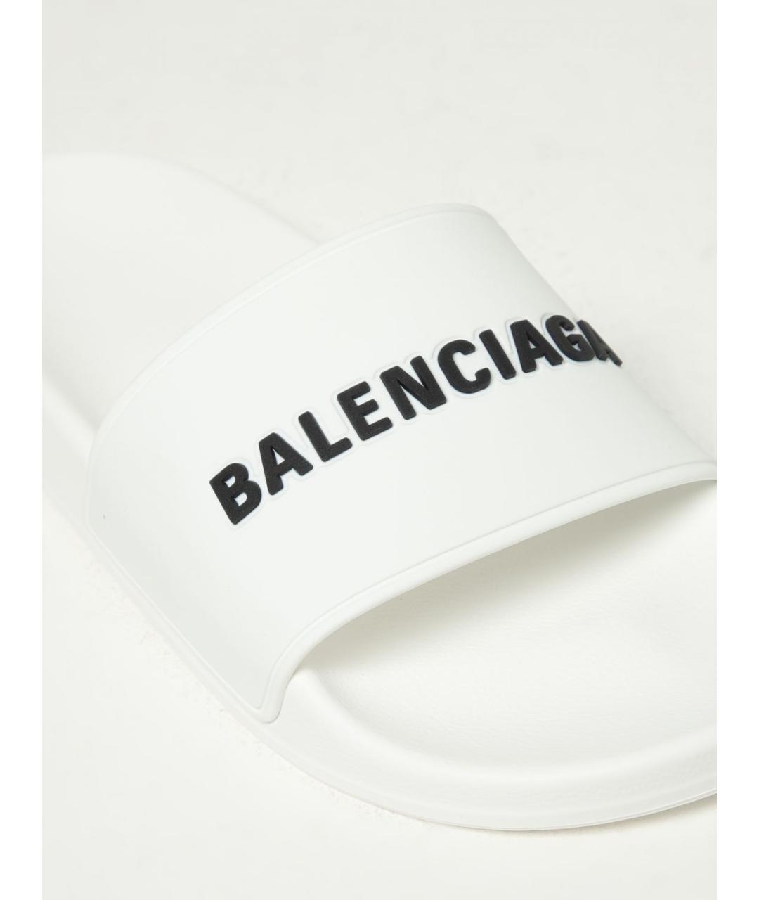 BALENCIAGA Белые резиновые шлепанцы, фото 4