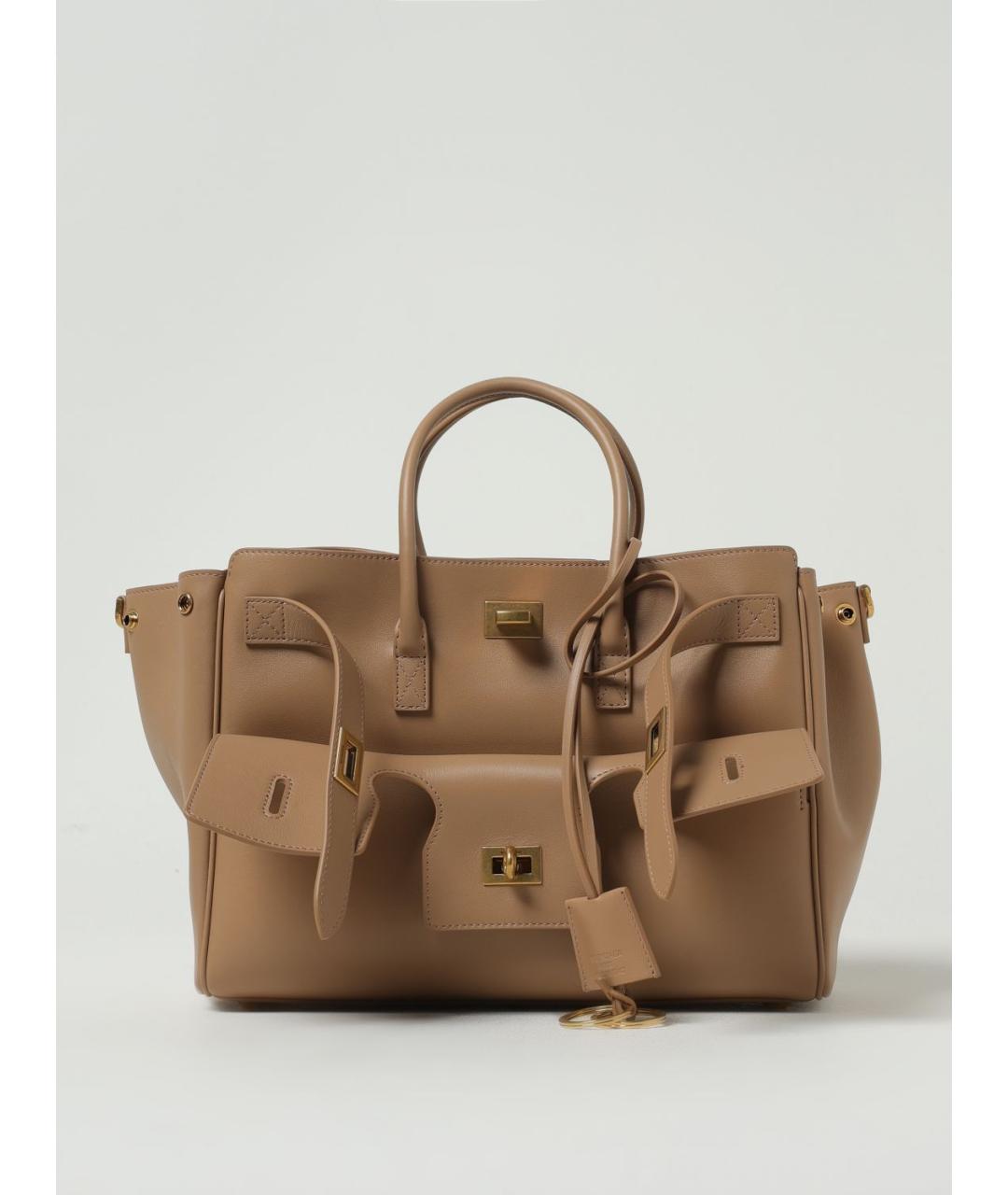 BALENCIAGA Бежевая кожаная сумка тоут, фото 5
