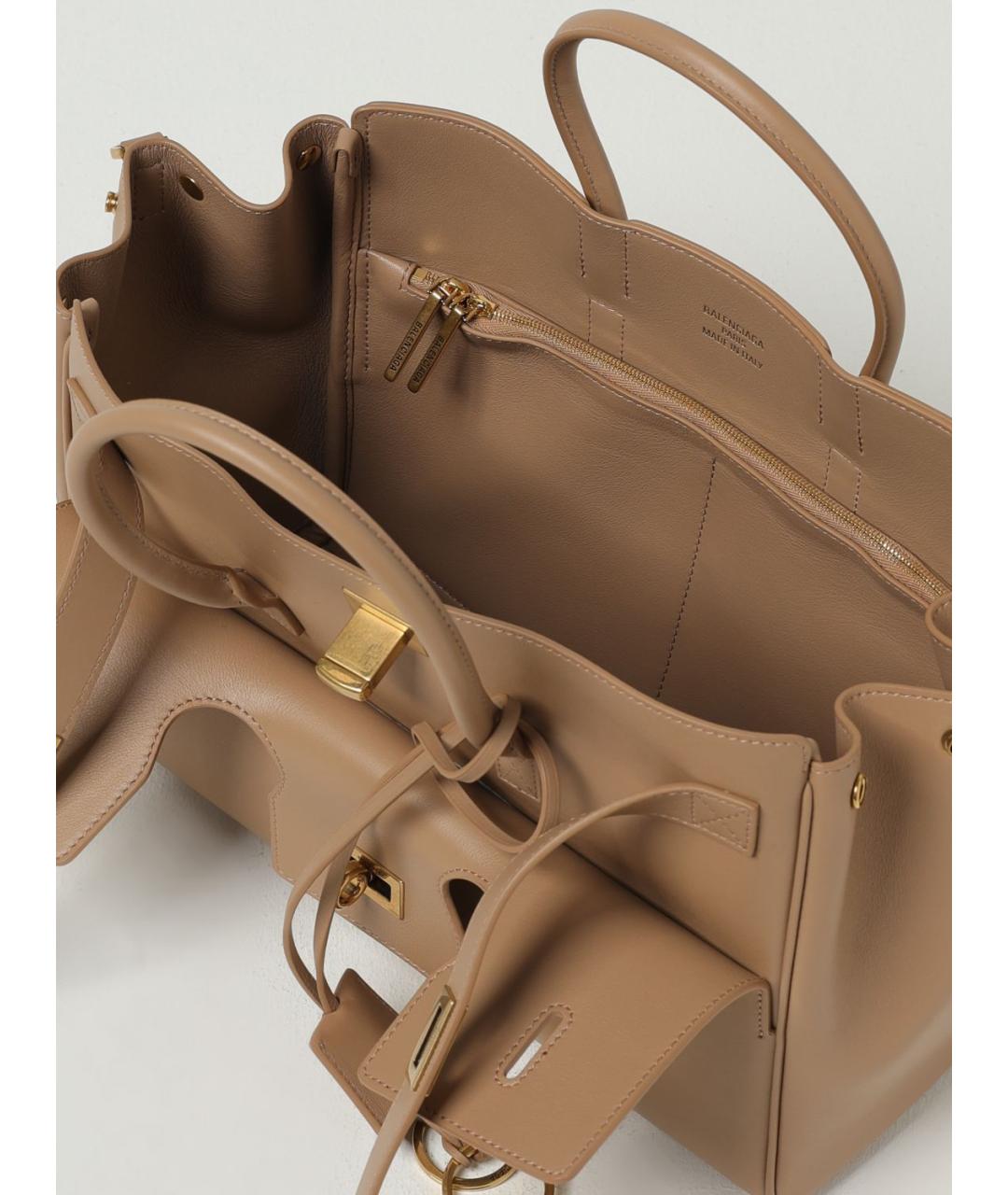 BALENCIAGA Бежевая кожаная сумка тоут, фото 4