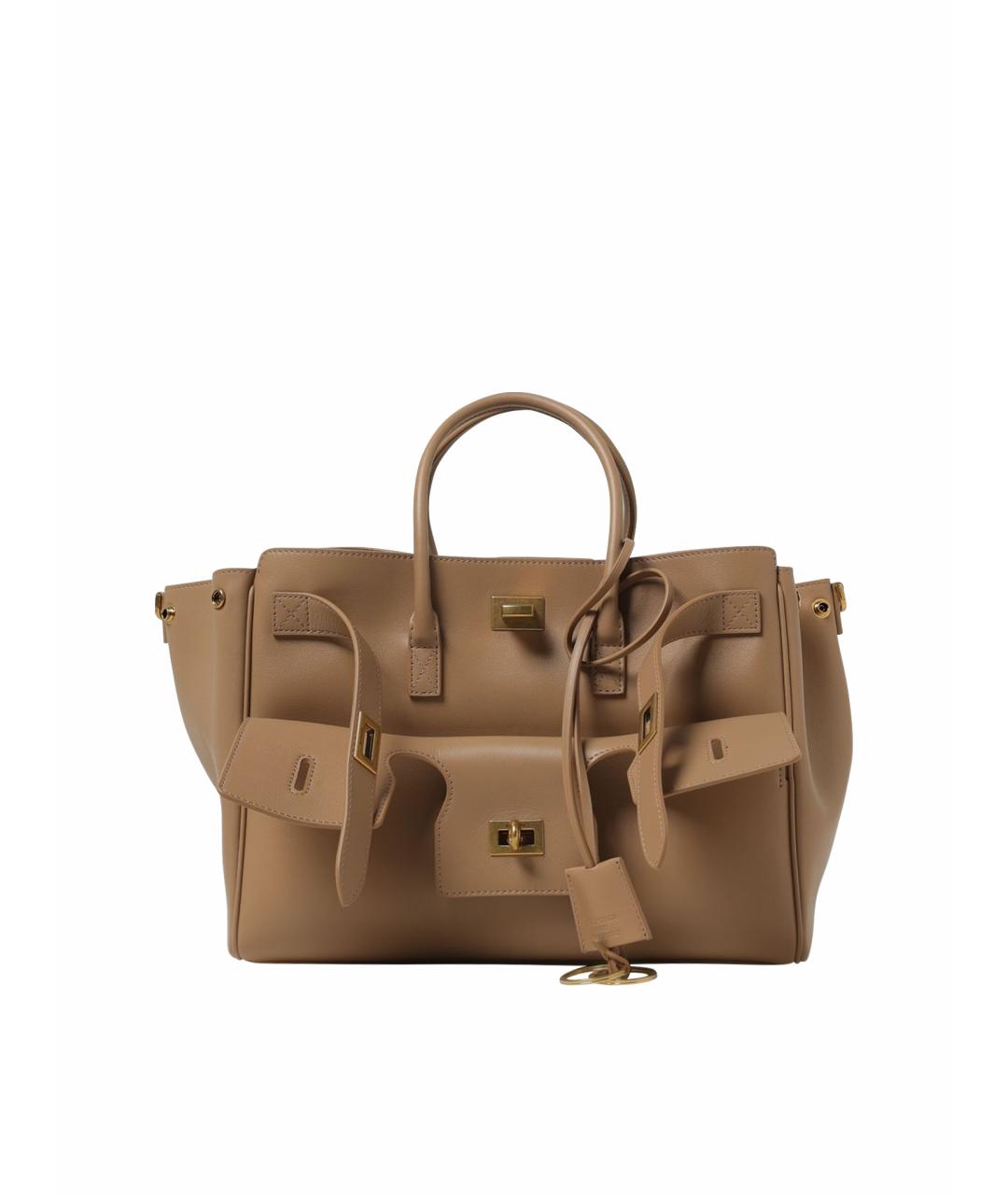 BALENCIAGA Бежевая кожаная сумка тоут, фото 1