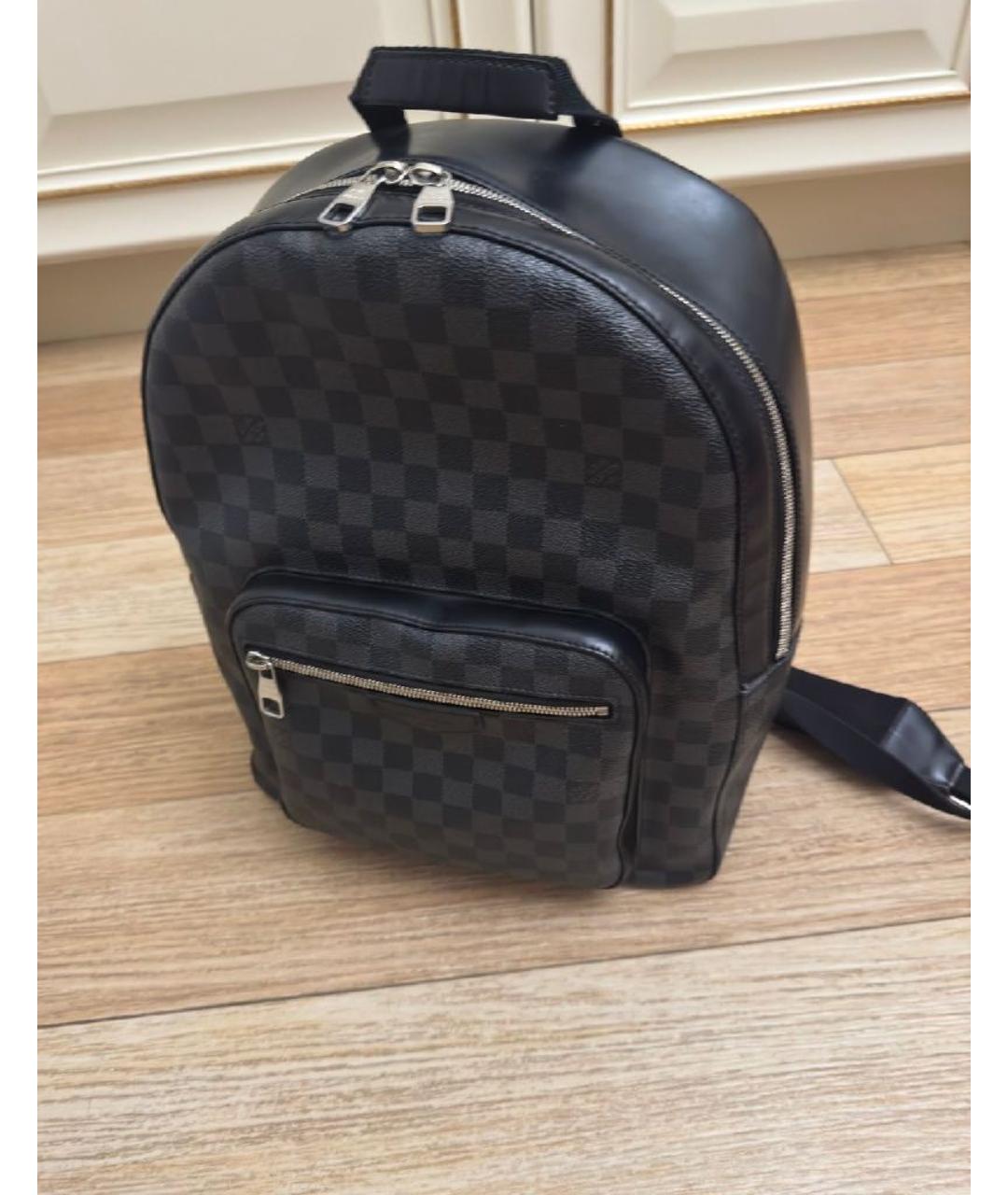LOUIS VUITTON Антрацитовый кожаный рюкзак, фото 6
