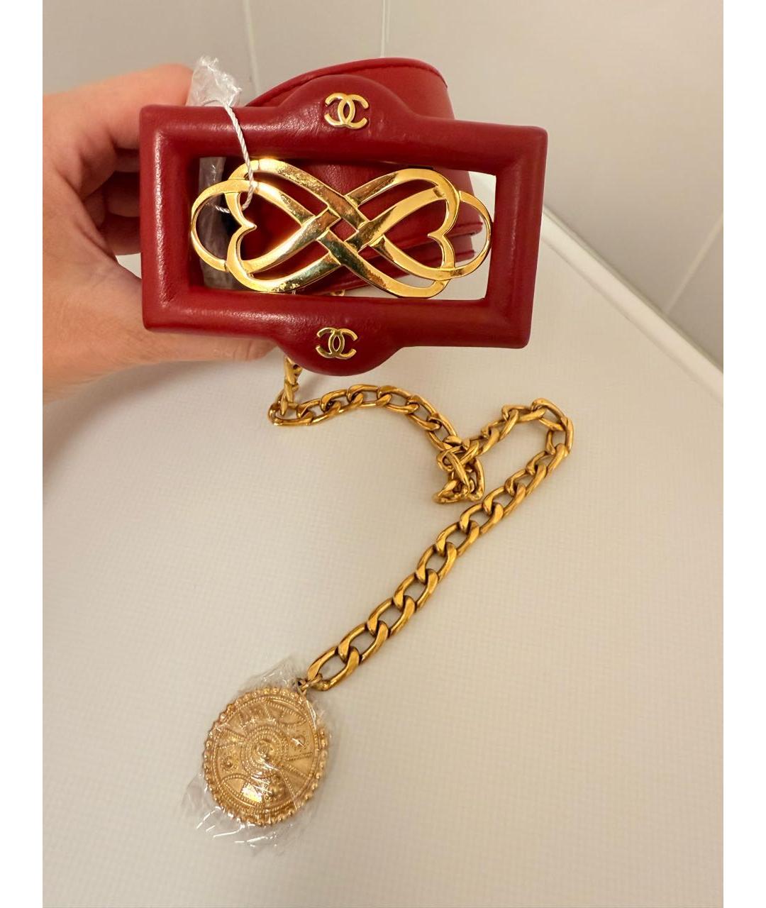 CHANEL Красный кожаный ремень, фото 6