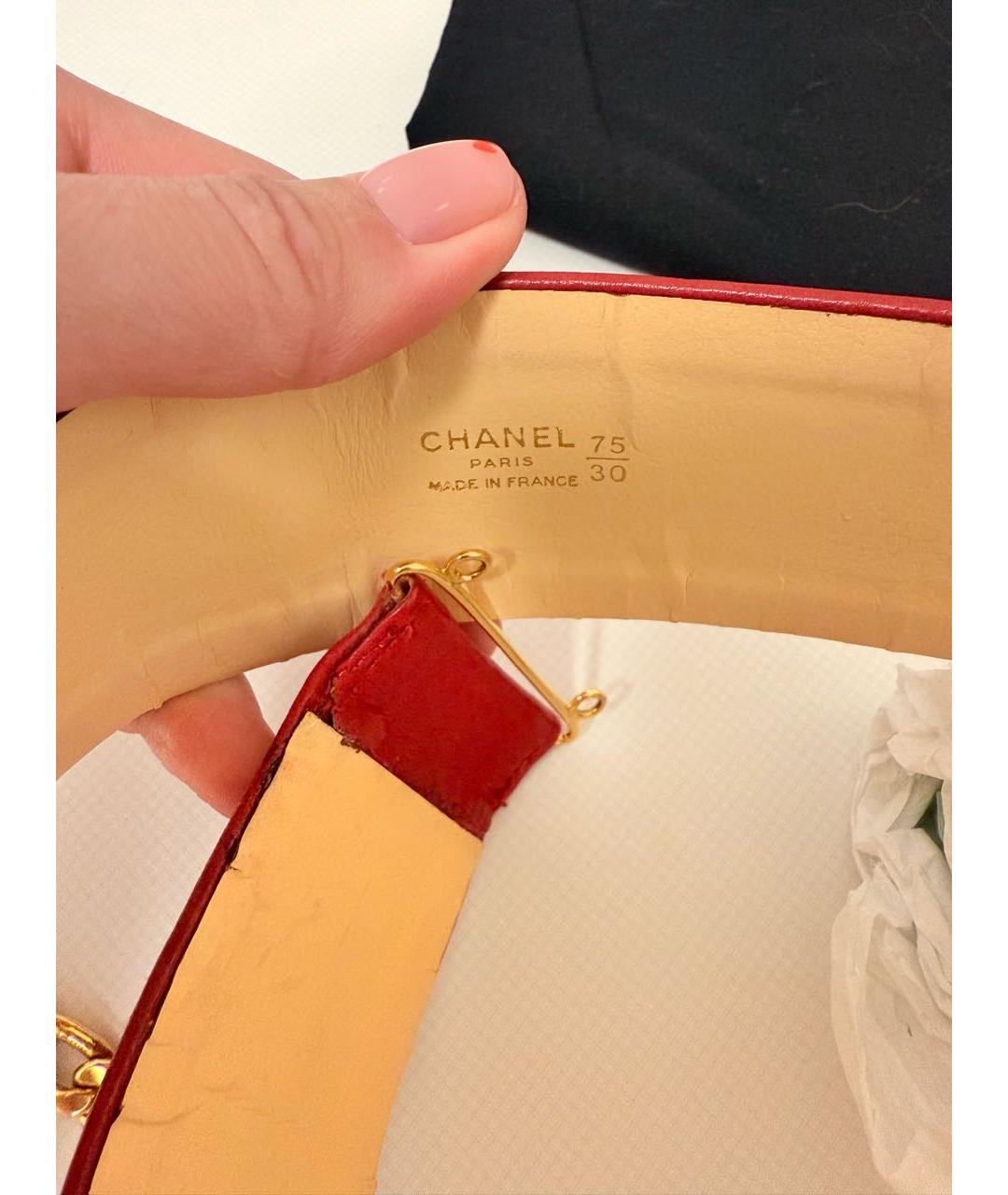 CHANEL Красный кожаный ремень, фото 2