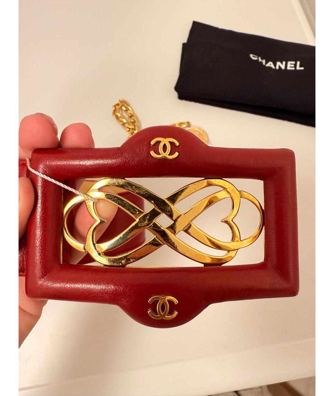 CHANEL Красный кожаный ремень, фото 4