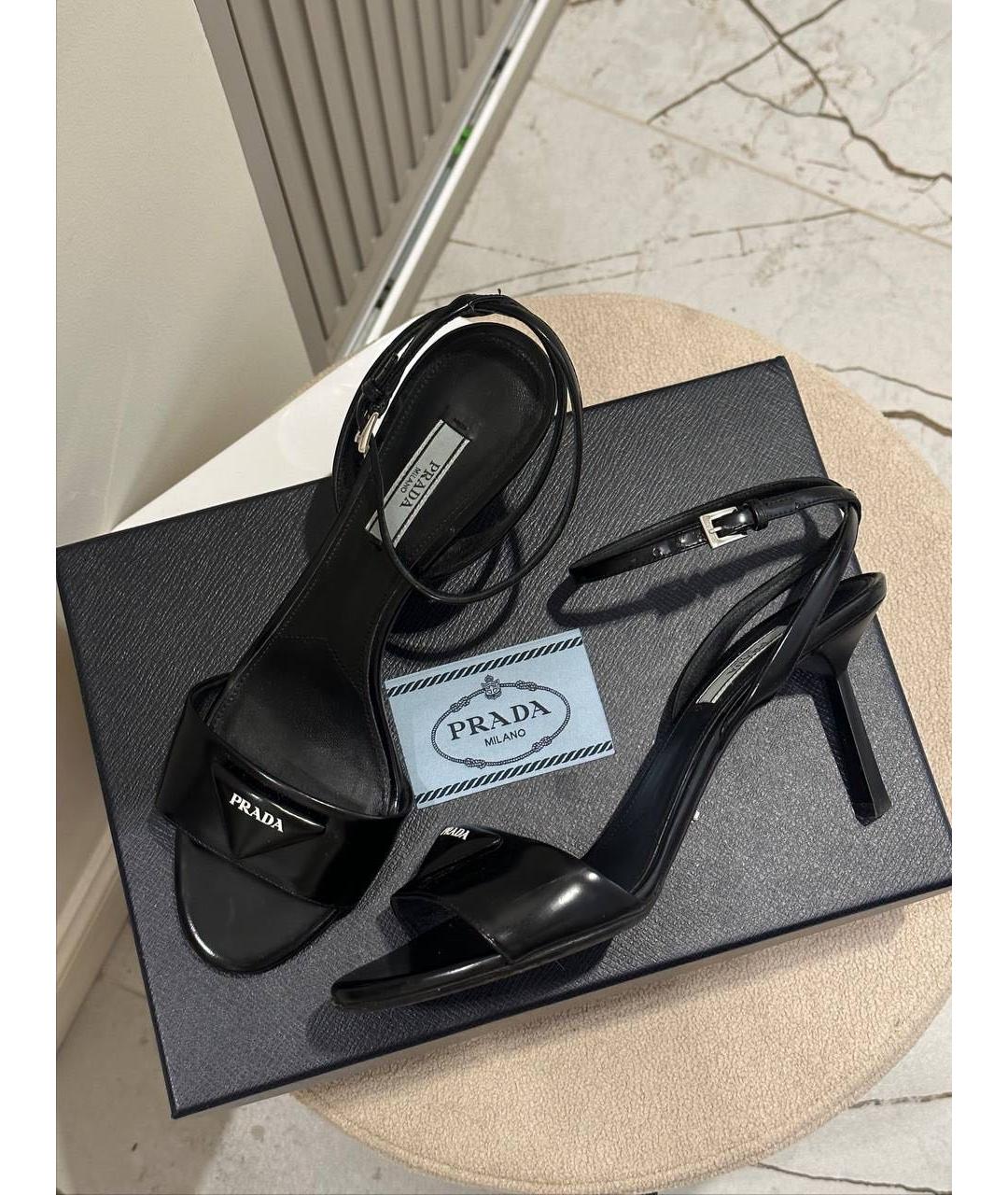 PRADA Черные кожаные босоножки, фото 5