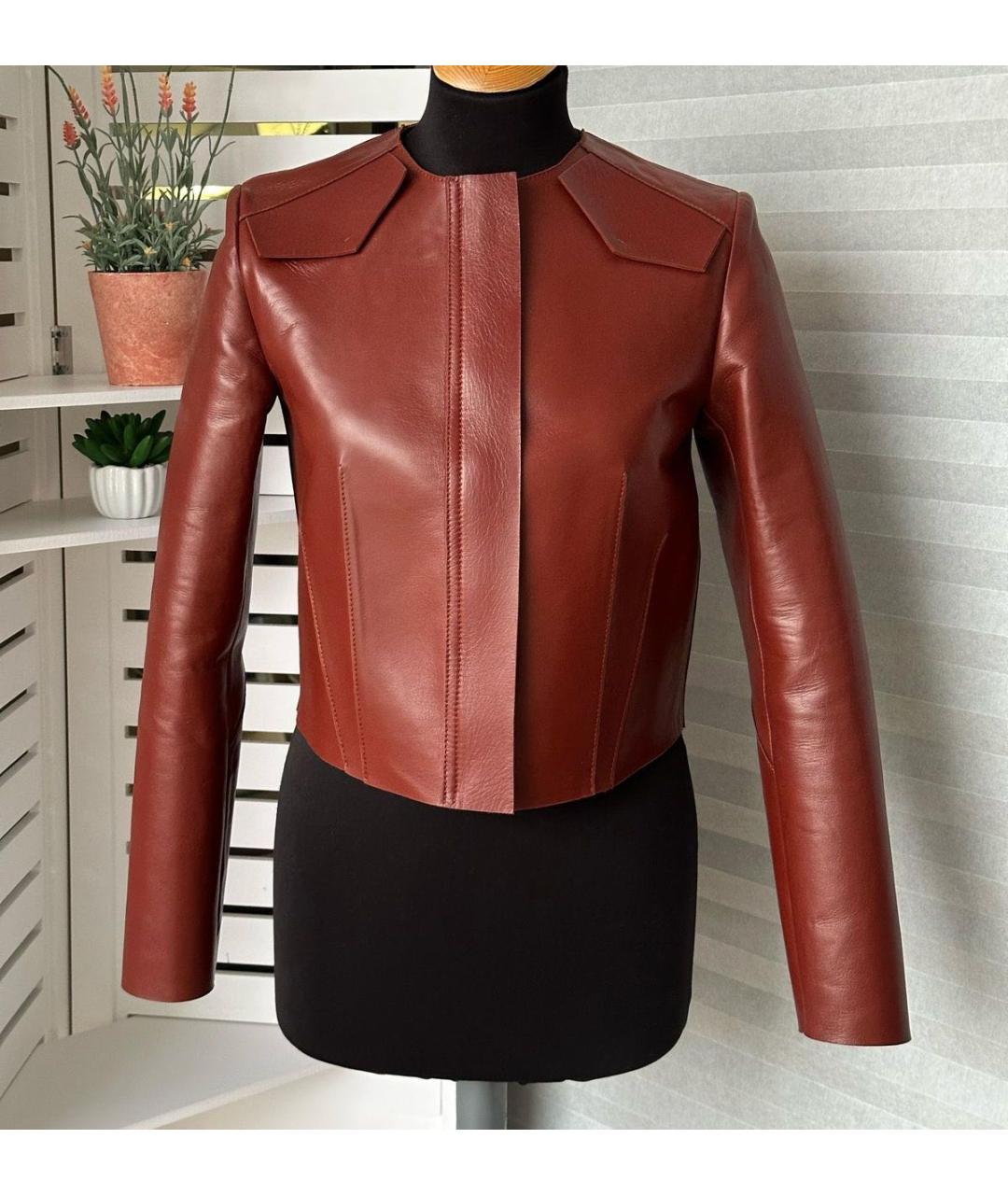 SPORTMAX Бордовая кожаная куртка, фото 9