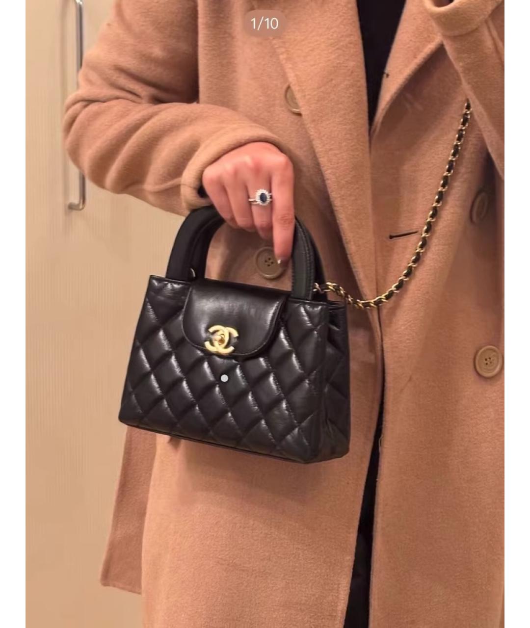 CHANEL Черная кожаная сумка через плечо, фото 6
