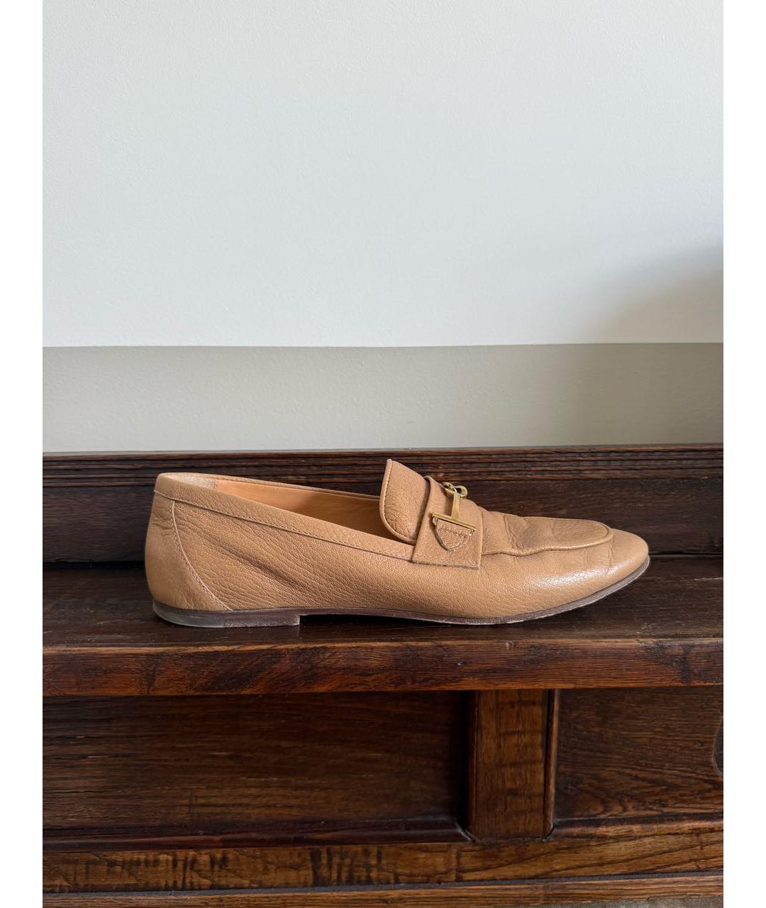 TOD'S Бежевые кожаные лоферы, фото 8