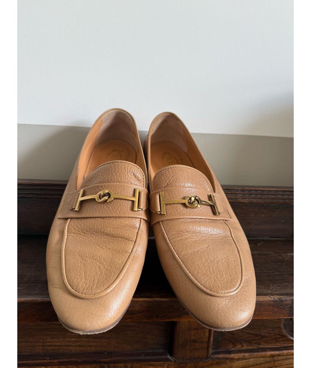 TOD'S Бежевые кожаные лоферы, фото 2