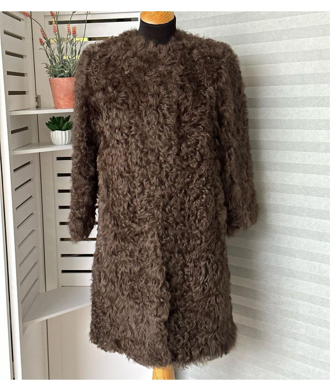 'S MAX MARA Коричневая меховая шуба, фото 9