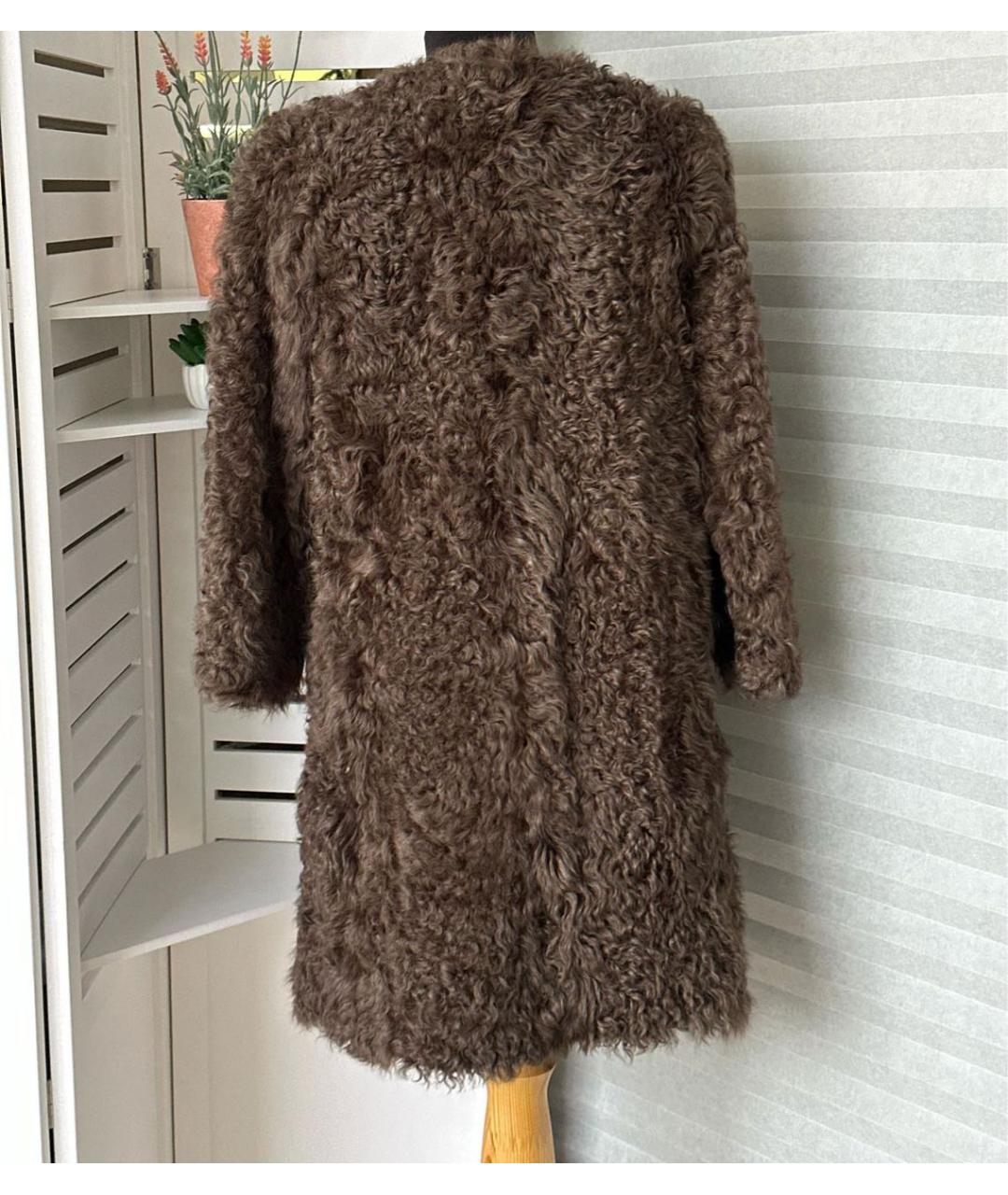 'S MAX MARA Коричневая меховая шуба, фото 2