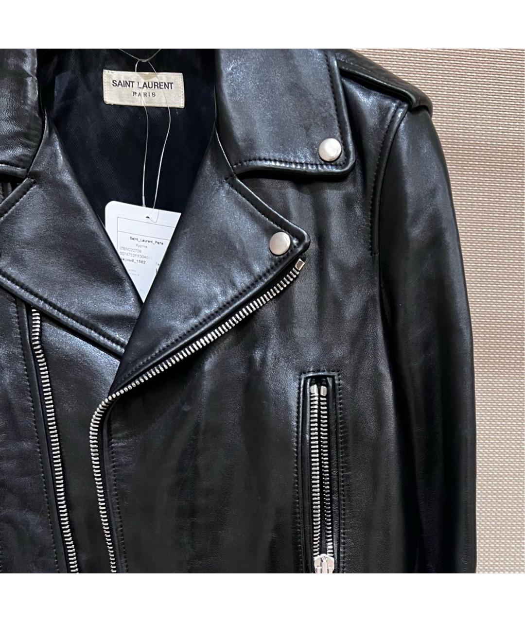 SAINT LAURENT Черная кожаная куртка, фото 4
