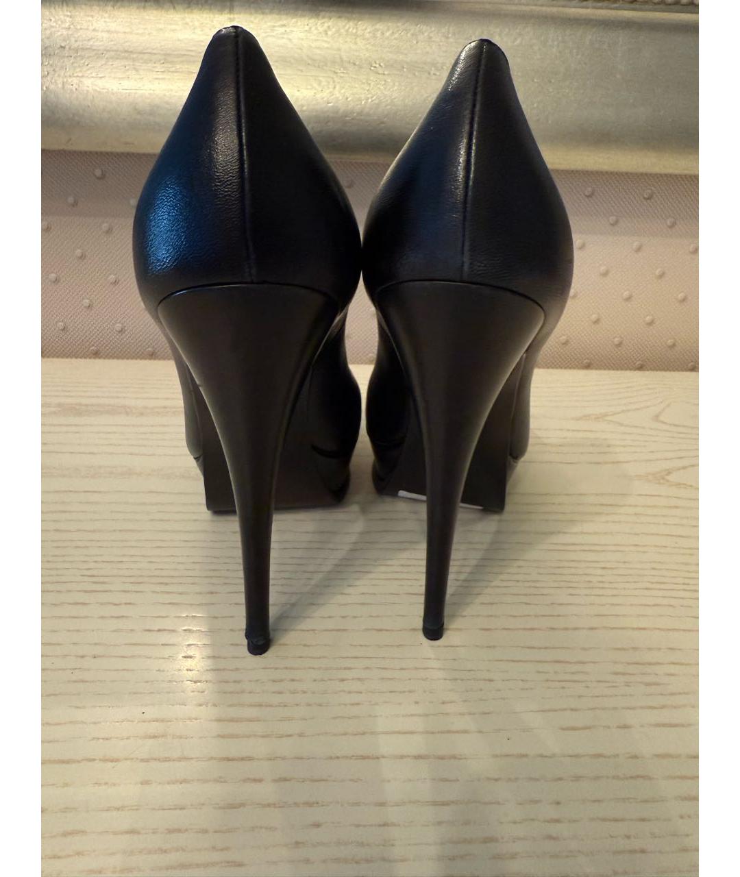 SAINT LAURENT Черные кожаные туфли, фото 3