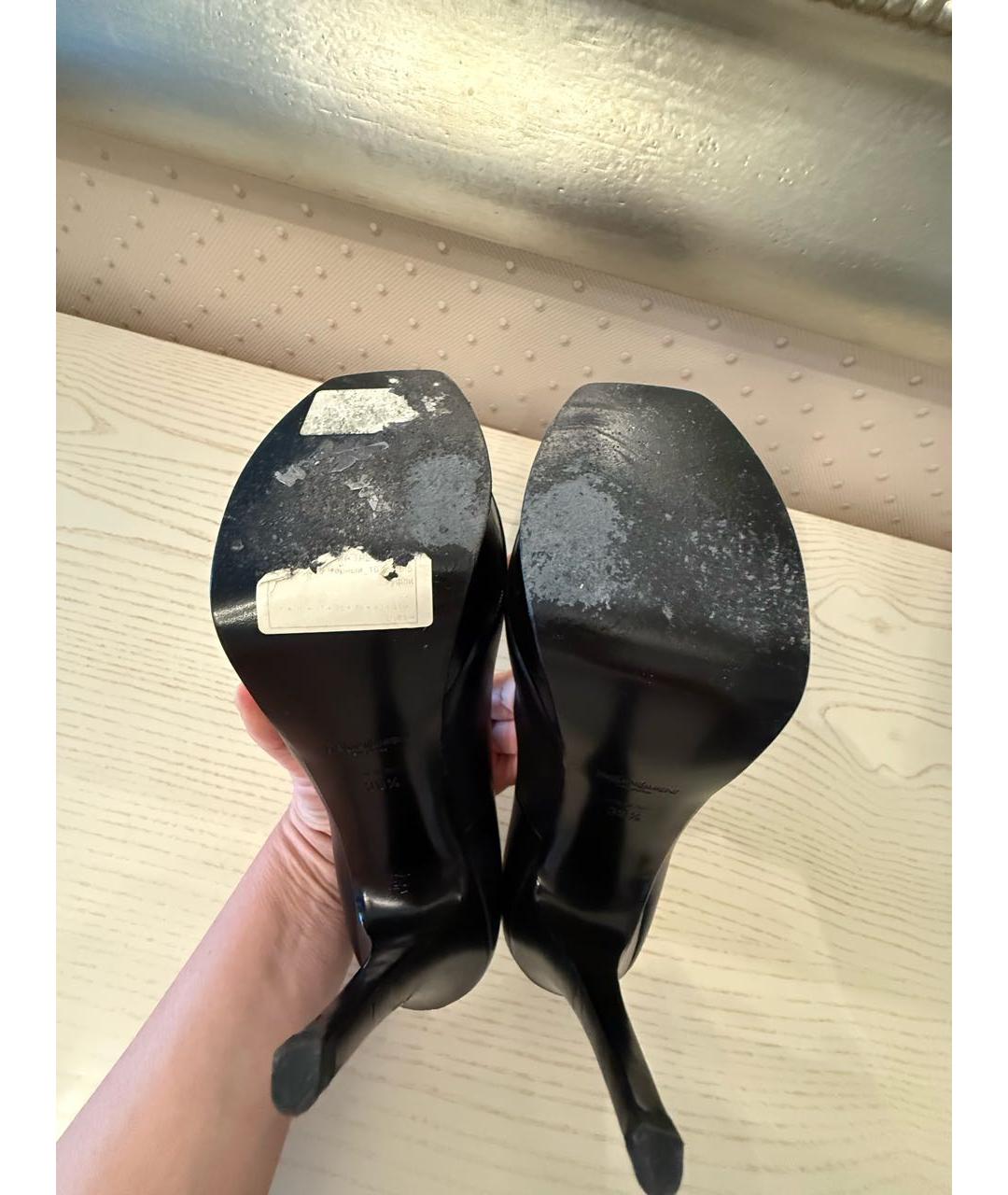 SAINT LAURENT Черные кожаные туфли, фото 4