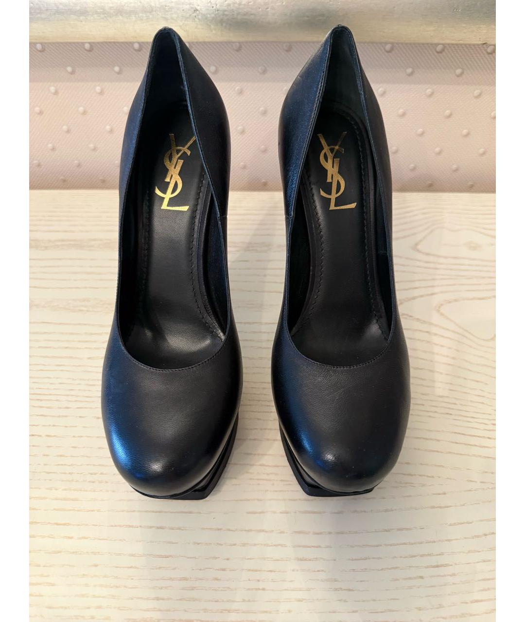 SAINT LAURENT Черные кожаные туфли, фото 2
