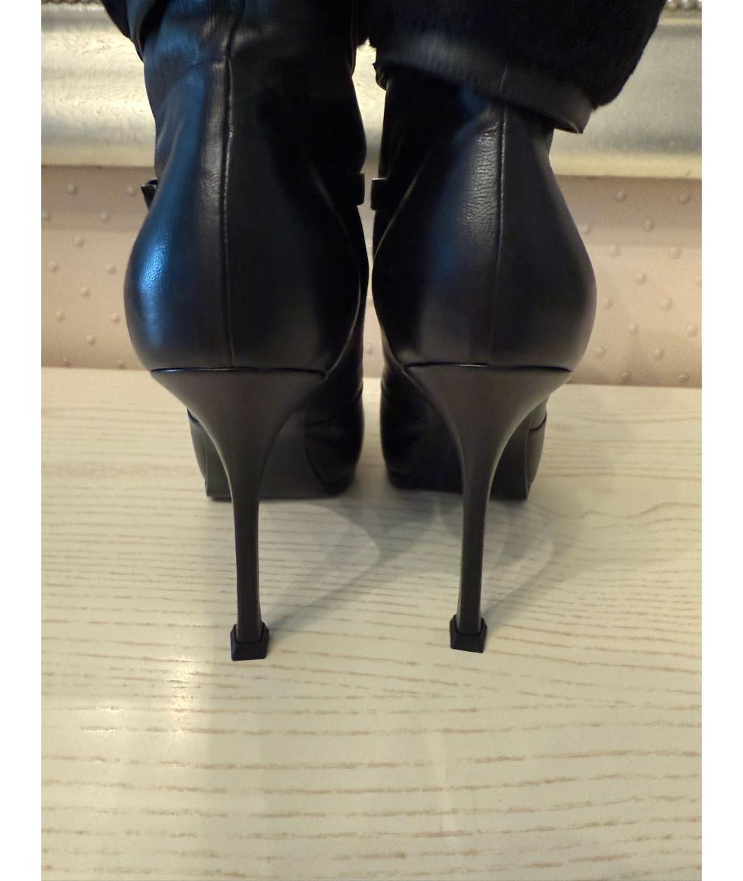 SAINT LAURENT Черные кожаные ботильоны, фото 5