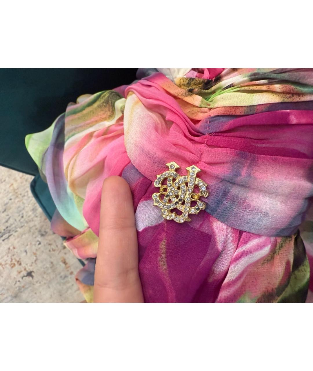ROBERTO CAVALLI Мульти полиэстеровое коктейльное платье, фото 7