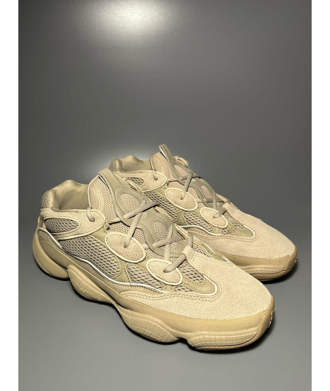 ADIDAS YEEZY Бежевые замшевые низкие кроссовки / кеды, фото 5