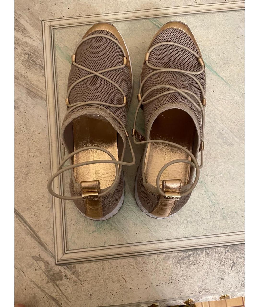 JIMMY CHOO Золотые неопреновые кроссовки, фото 2