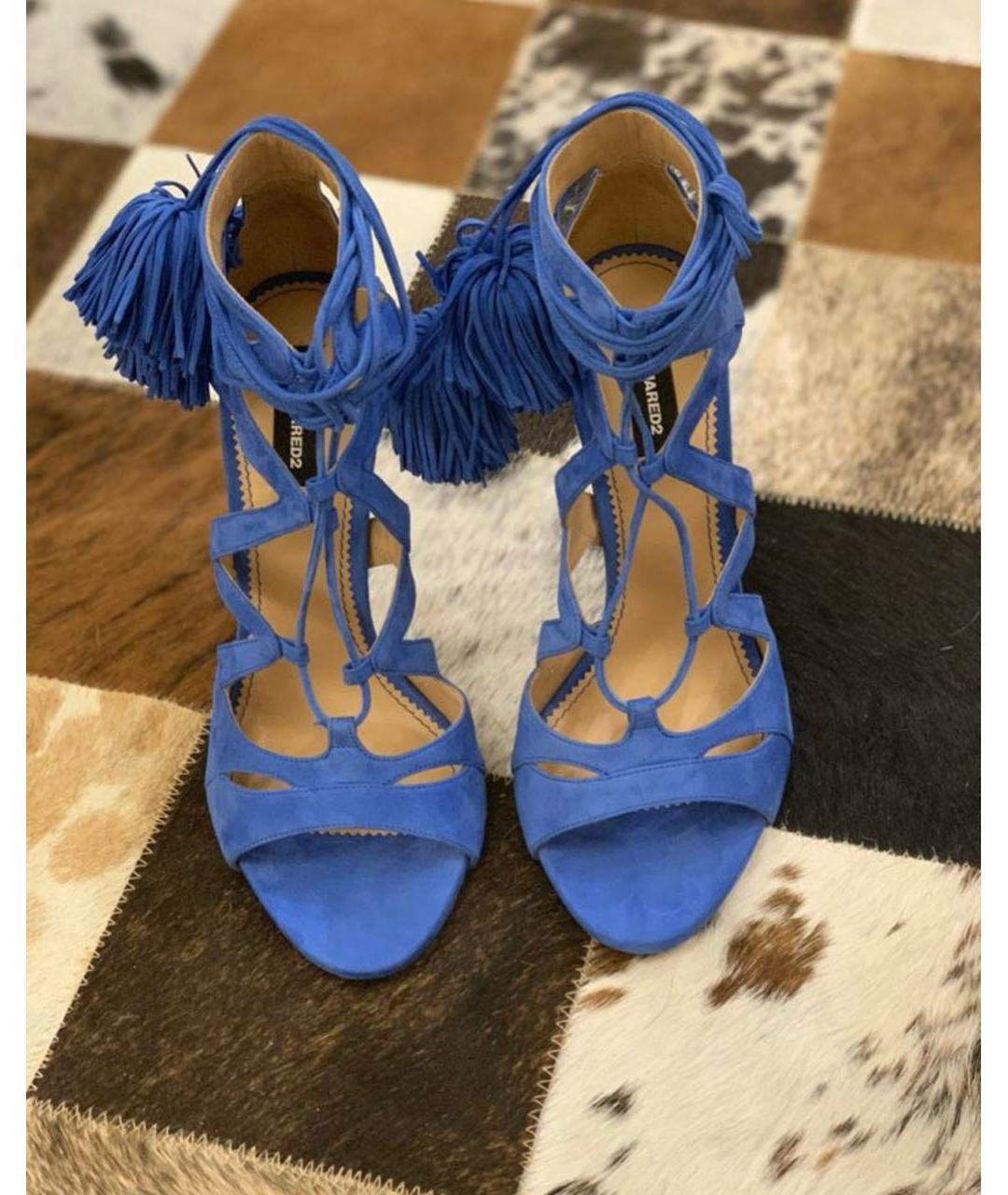 DSQUARED2 Синие замшевые босоножки, фото 3