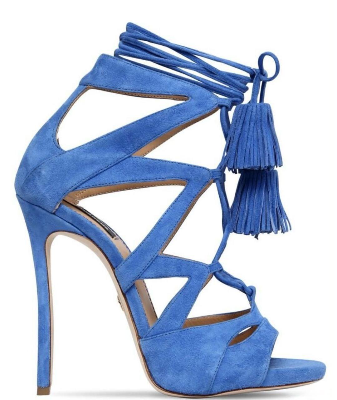 DSQUARED2 Синие замшевые босоножки, фото 8