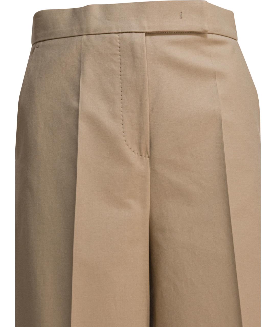 MAX MARA Бежевые хлопковые прямые брюки, фото 3