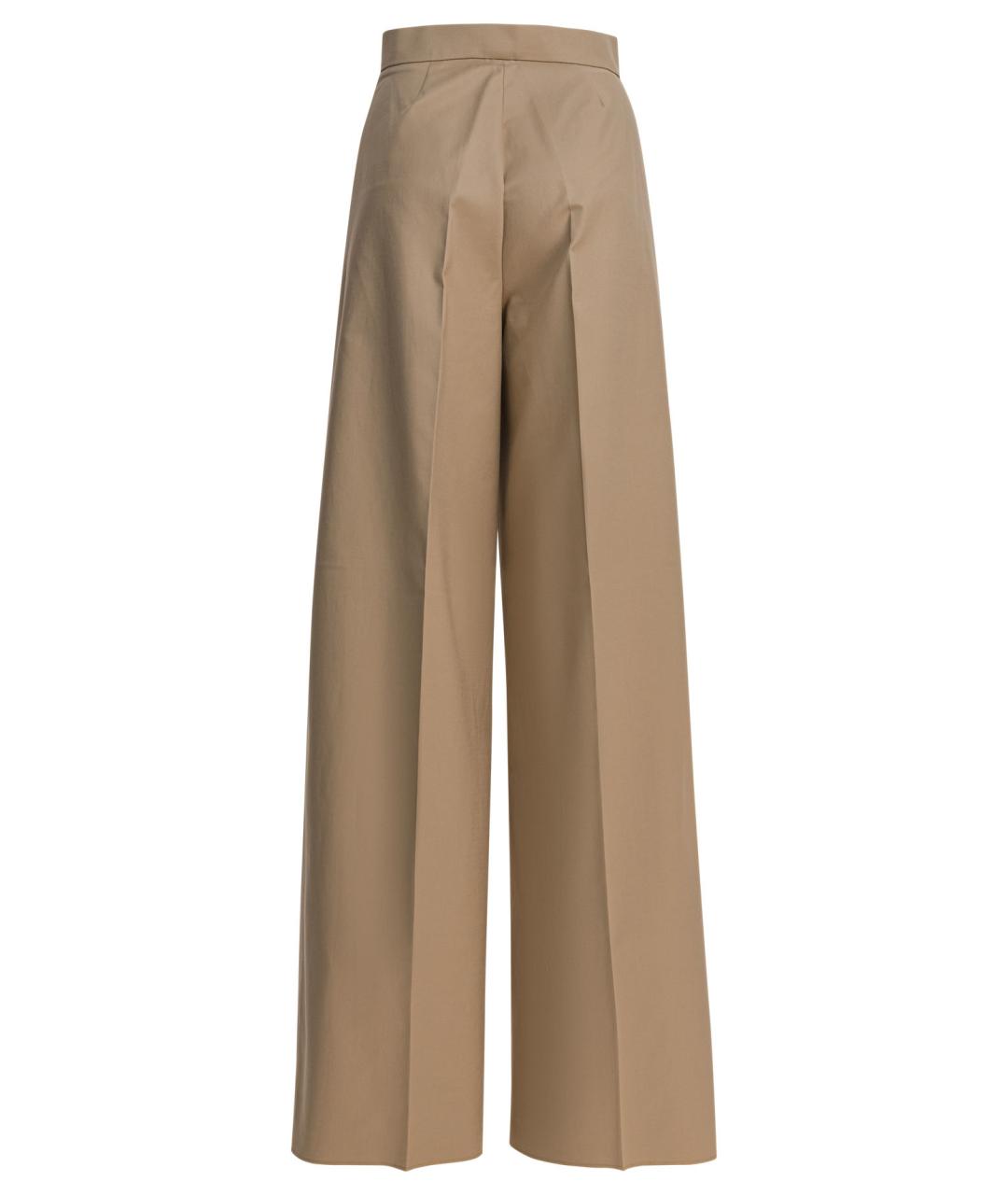MAX MARA Бежевые хлопковые прямые брюки, фото 2