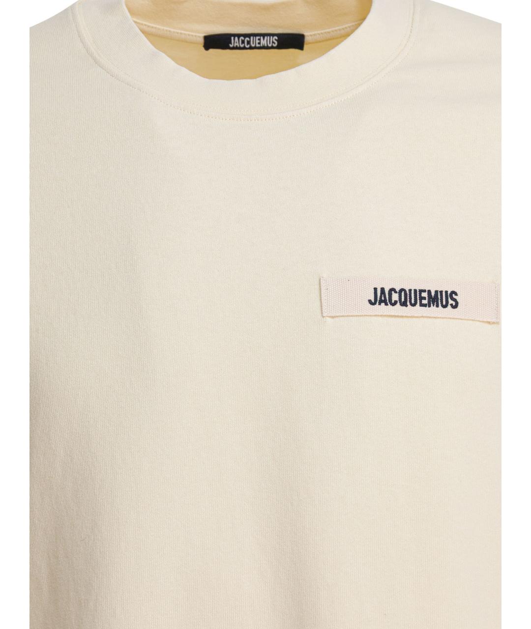 JACQUEMUS Бежевая хлопковая футболка, фото 3