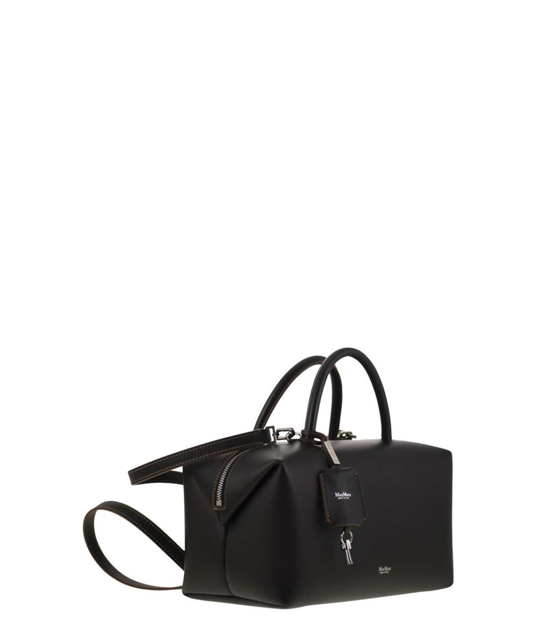 MAX MARA Черная кожаная сумка с короткими ручками, фото 4
