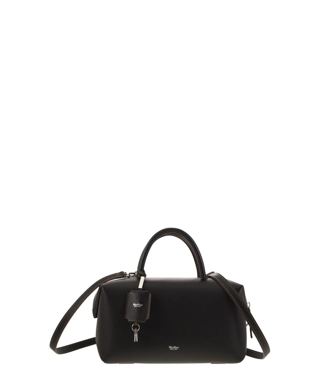 MAX MARA Черная кожаная сумка с короткими ручками, фото 1